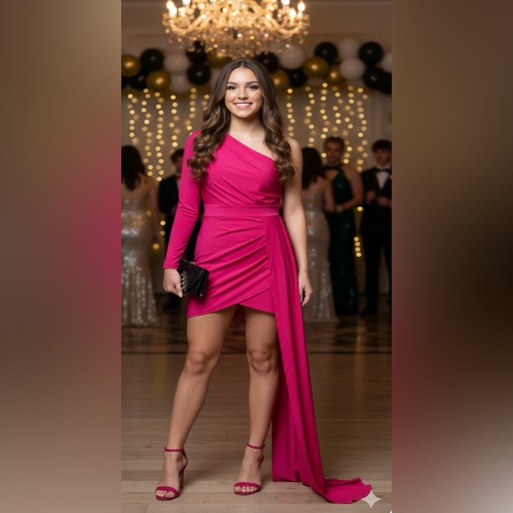 Elegant Pink One-Shoulder Dress